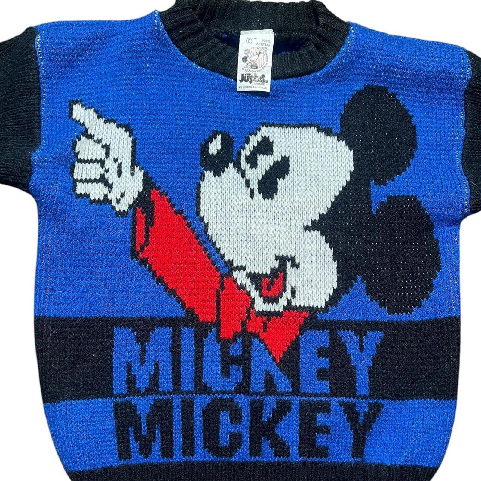 Disney Vintage Mickey Mouse Disney Black/Blue Striped Sweater Size US XXS / EU 40 - 3 Thumbnail