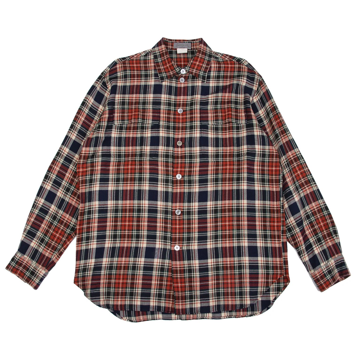 Yohji Yamamoto Yohji Yamamoto Rayon Wool Check Shirt Red Navy M Size US M / EU 48-50 / 2 - 1 Thumbnail