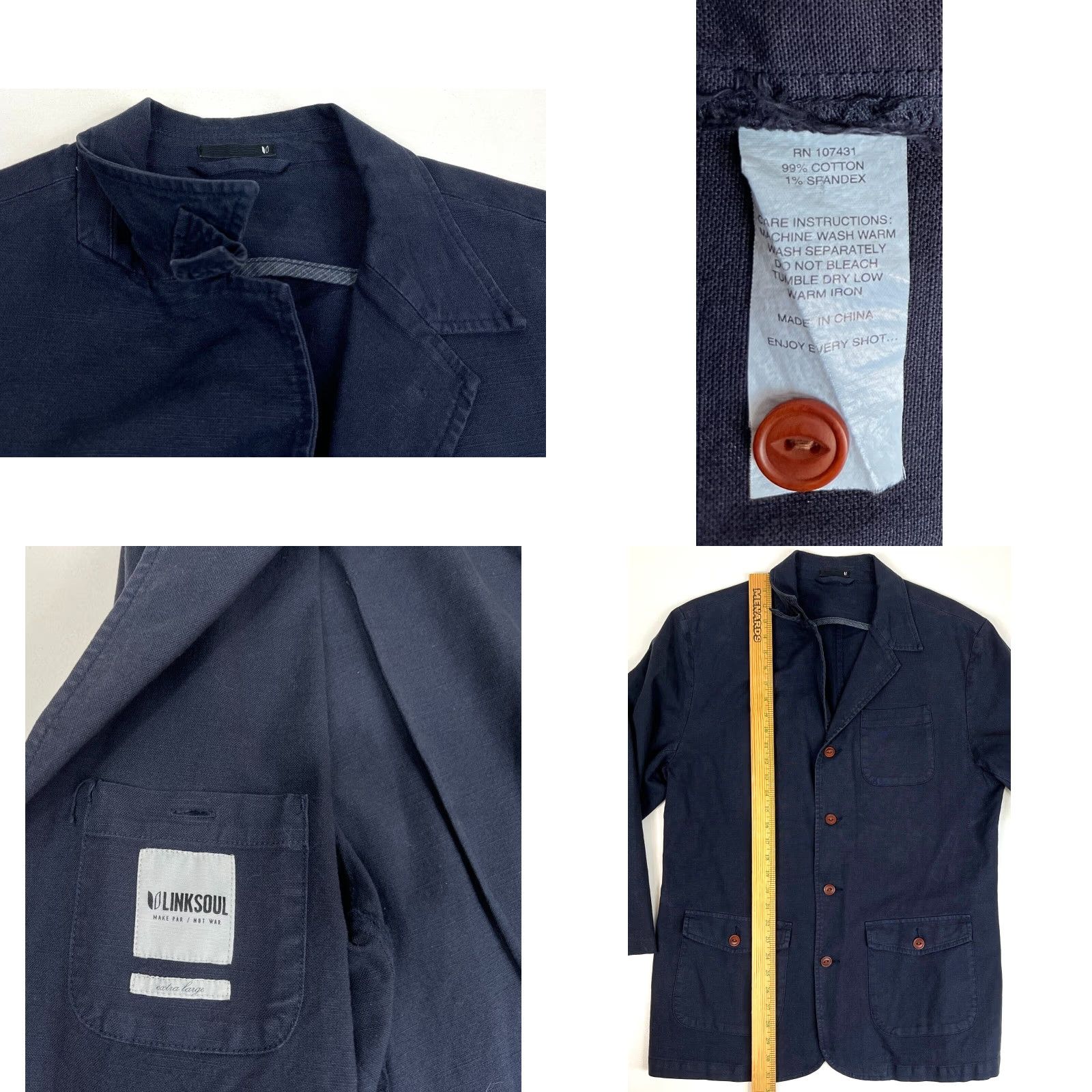 Vintage Linksoul Men’s 4-Button Blazer Jacket Navy XL Blazer Jackets Clothing Men’s XL Navy Classic Size 46R - 8 Thumbnail