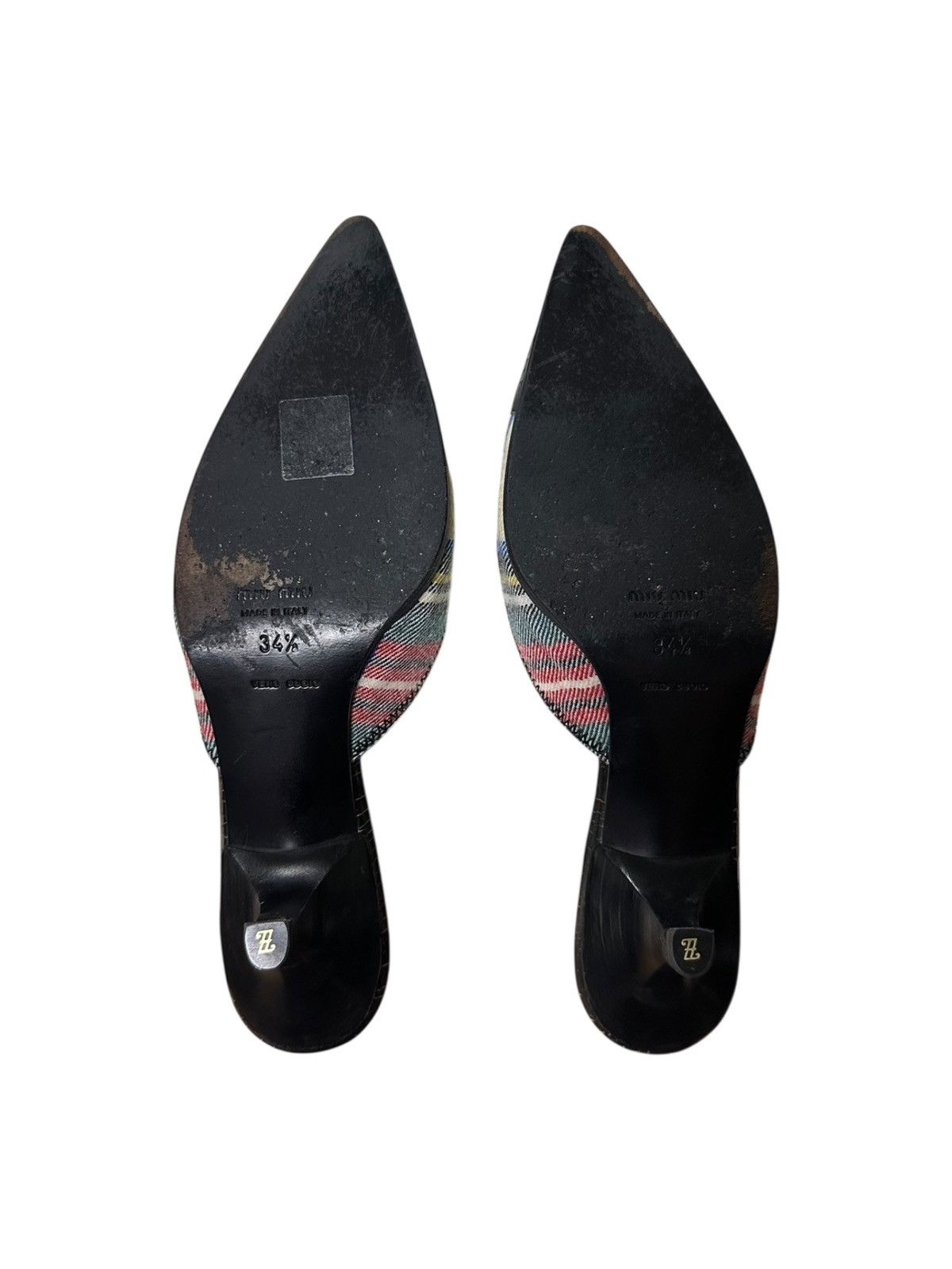 Miu Miu MIU MIU Cracked Leather Checkered Mules Size US 7 / IT 37 - 3 Thumbnail
