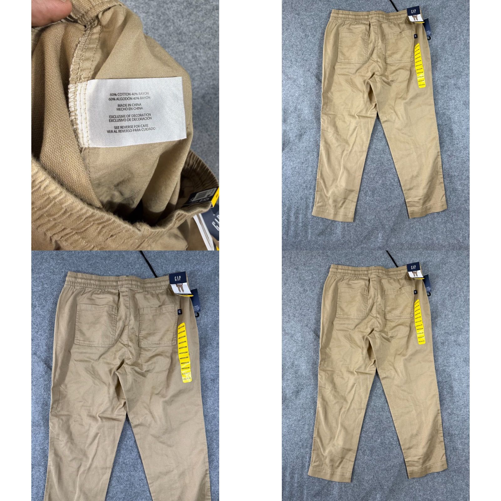 Gap VINTAGE Gap Pants Womens M Khaki Drawstring Slash Pocket Straight Leg Pull On Ankle NWT Size 32" / US 10 / IT 46 - 8 Thumbnail