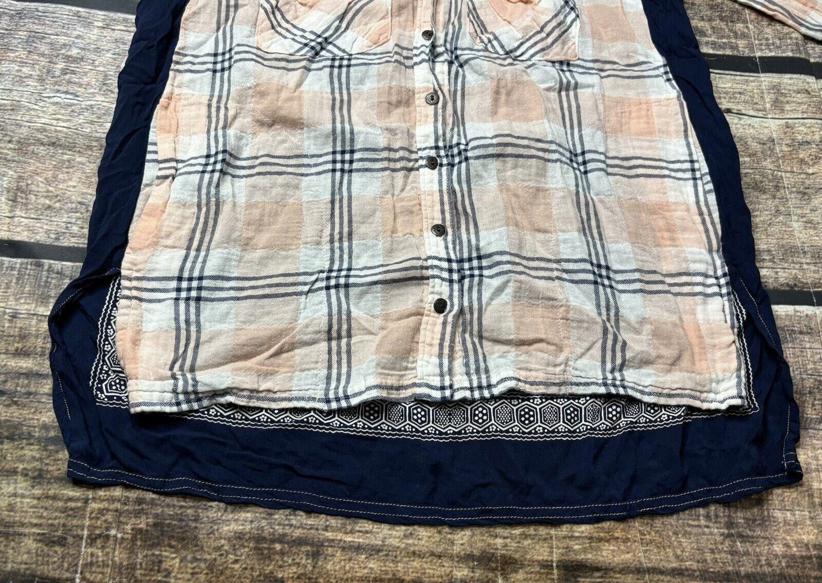 Free People Free People Top Women's XS Cotton Plaid Front Rayon Floral Size XS / US 0-2 / IT 36-38 - 5 Thumbnail