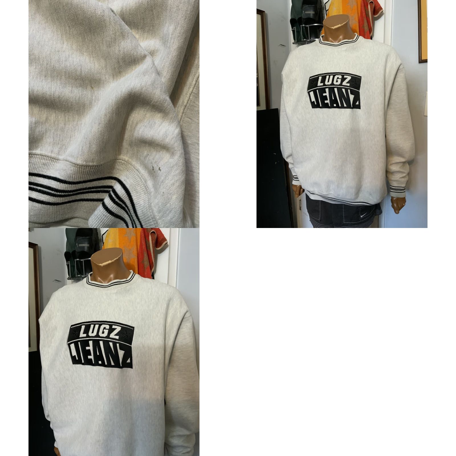 Lugz VINTAGE Lugz Sweatshirt 2XL Gray Embroidered Weave Crewneck 90s 2000s Jeanz Star Hip Hop Logo Mens Size US XXL / EU 58 / 5 - 8 Thumbnail
