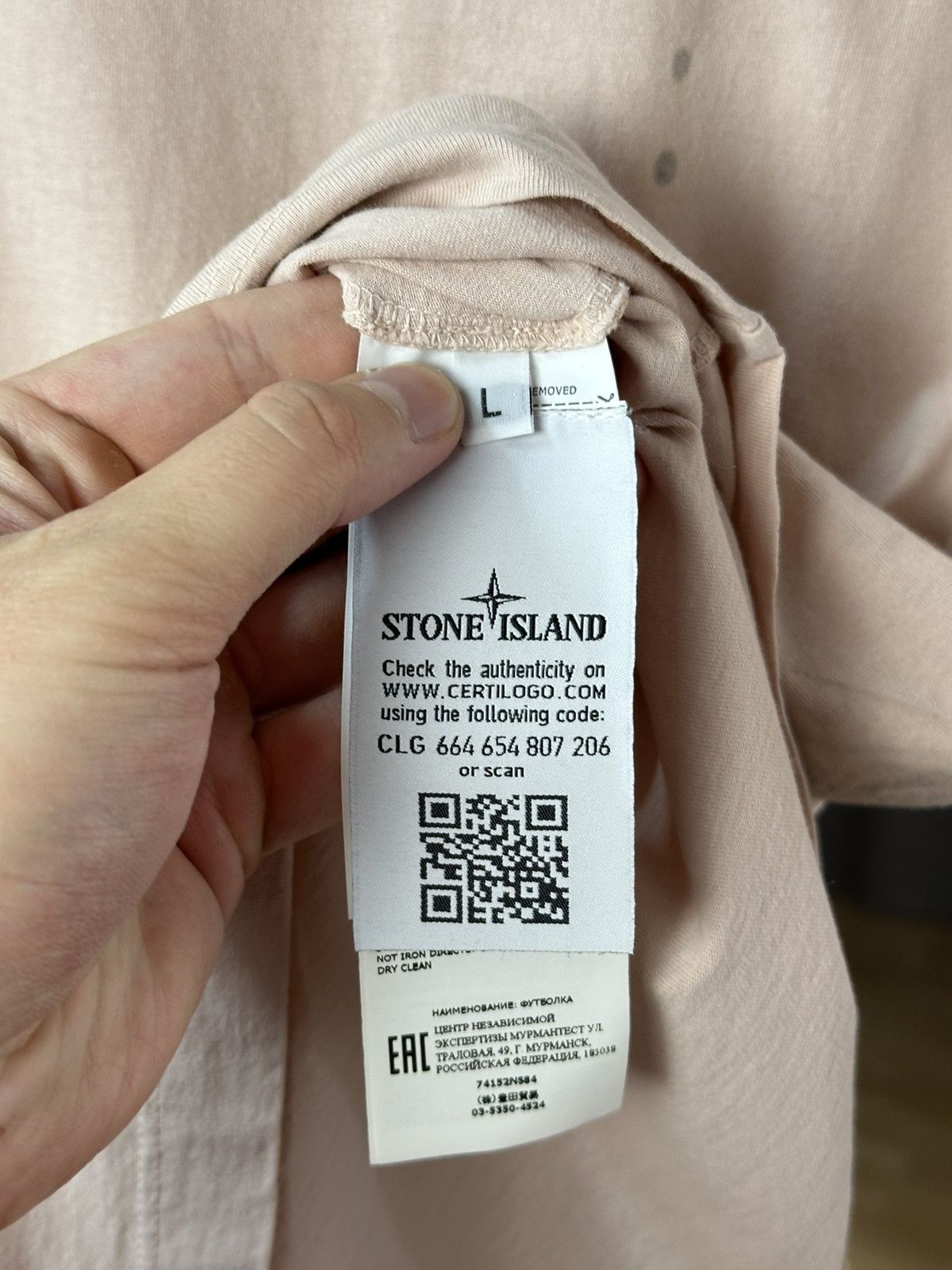 Stone Island Vintage Stone Island Big Logo T-Shirt Light Pink Rare Size US L / EU 52-54 / 3 - 7 Thumbnail