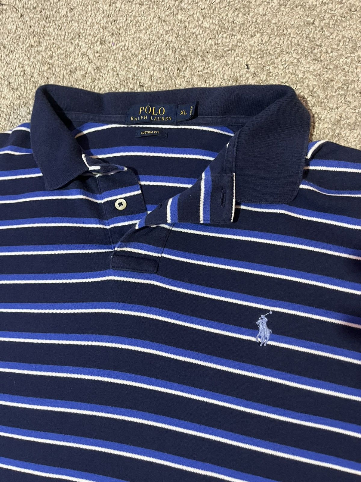 Designer × Polo Ralph Lauren Polo Ralph Lauren XL Navy Blue Shirt with Blue Stripes Size US XL / EU 56 / 4 - 3 Thumbnail