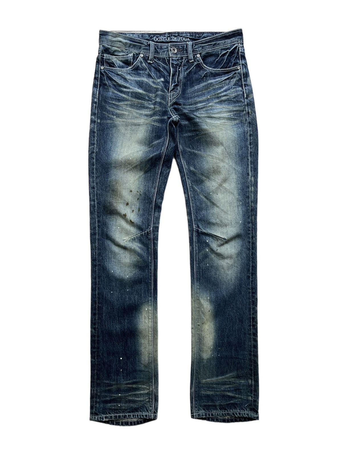 00s japanese label flare denim fringe