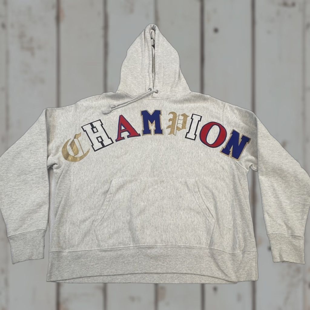 Champion Champion Hoodie Mens XL Gray College Spell Out Reverse Weave Pullover Sweatshirt Size US XL / EU 56 / 4 - 1 Thumbnail