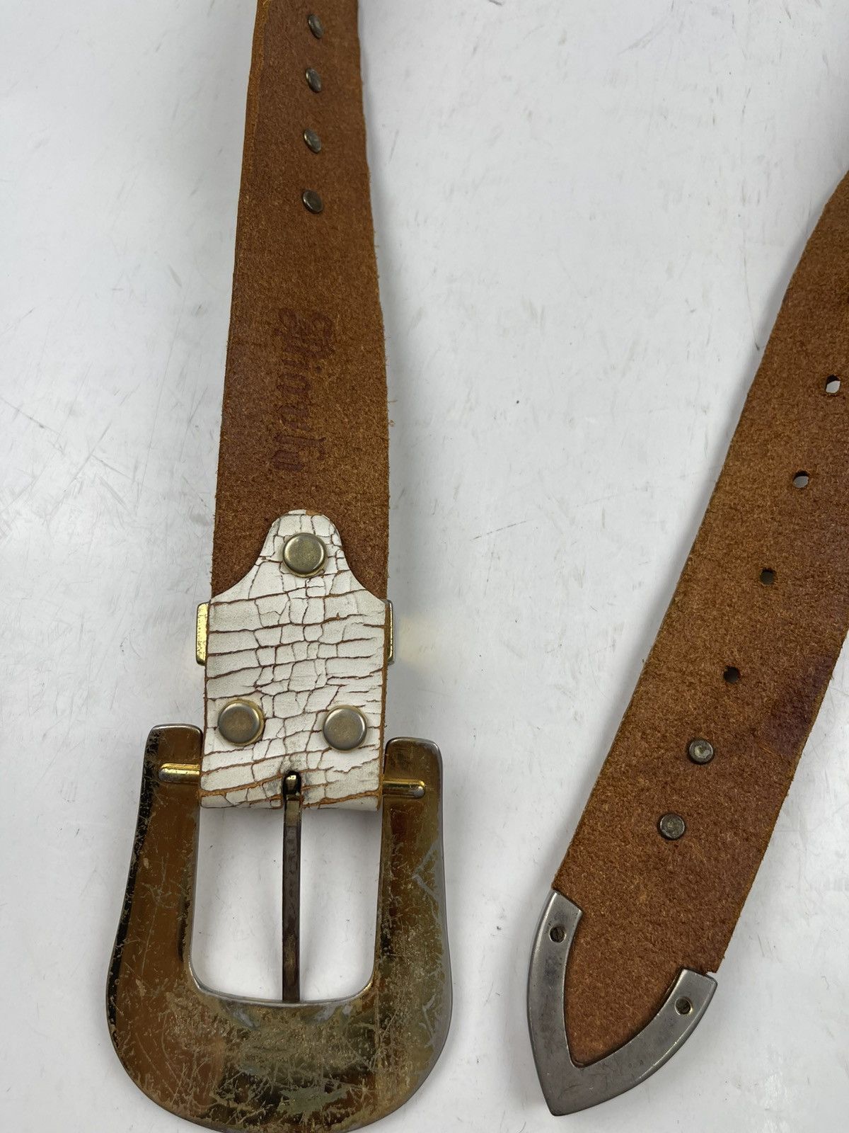 Other distressed studded leather belt tc33 Size 36 - 10 Thumbnail