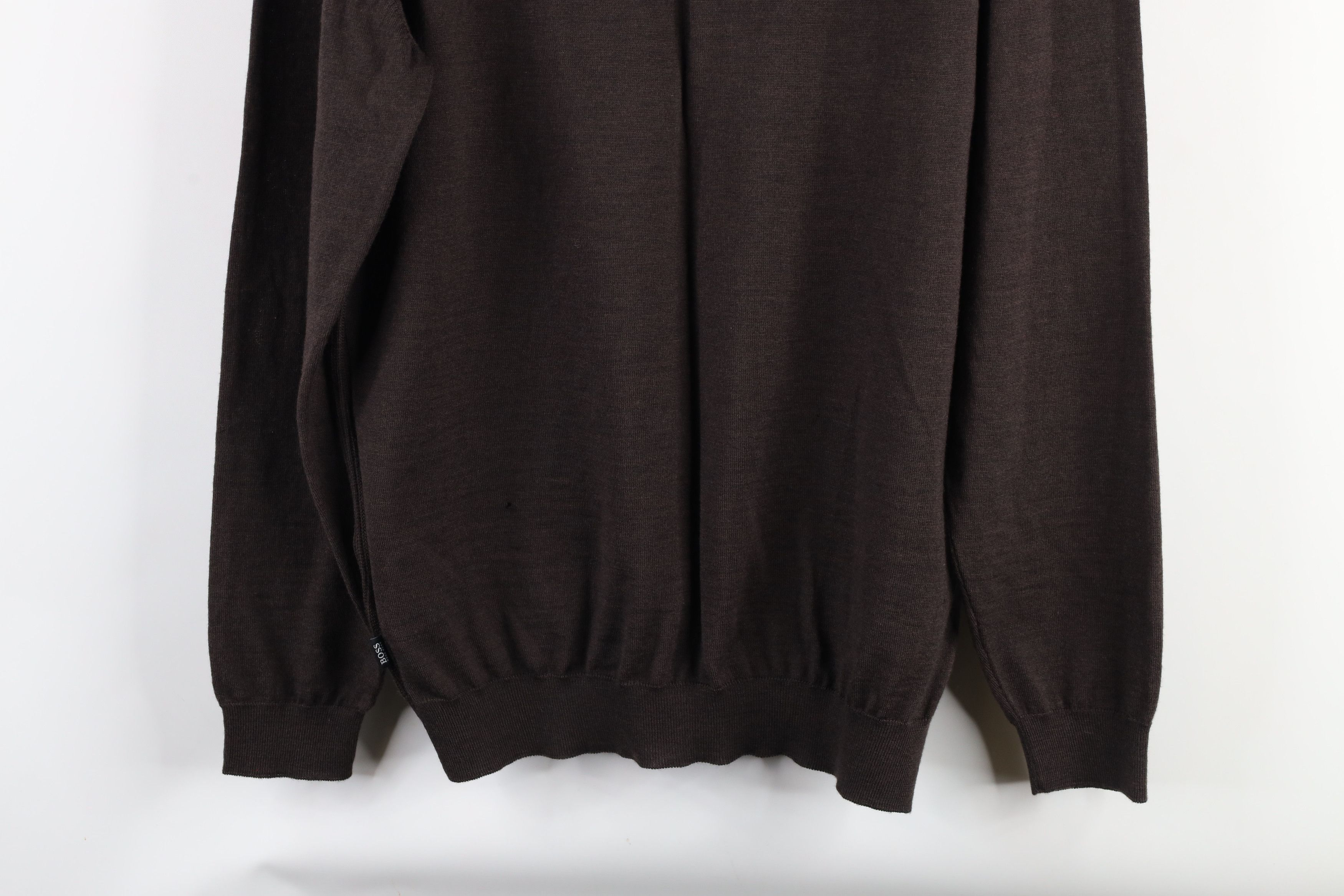 Hugo Boss × Vintage Hugo Boss Merino Wool Knit Turtleneck Sweater Brown Size US XL / EU 56 / 4 - 11 Thumbnail