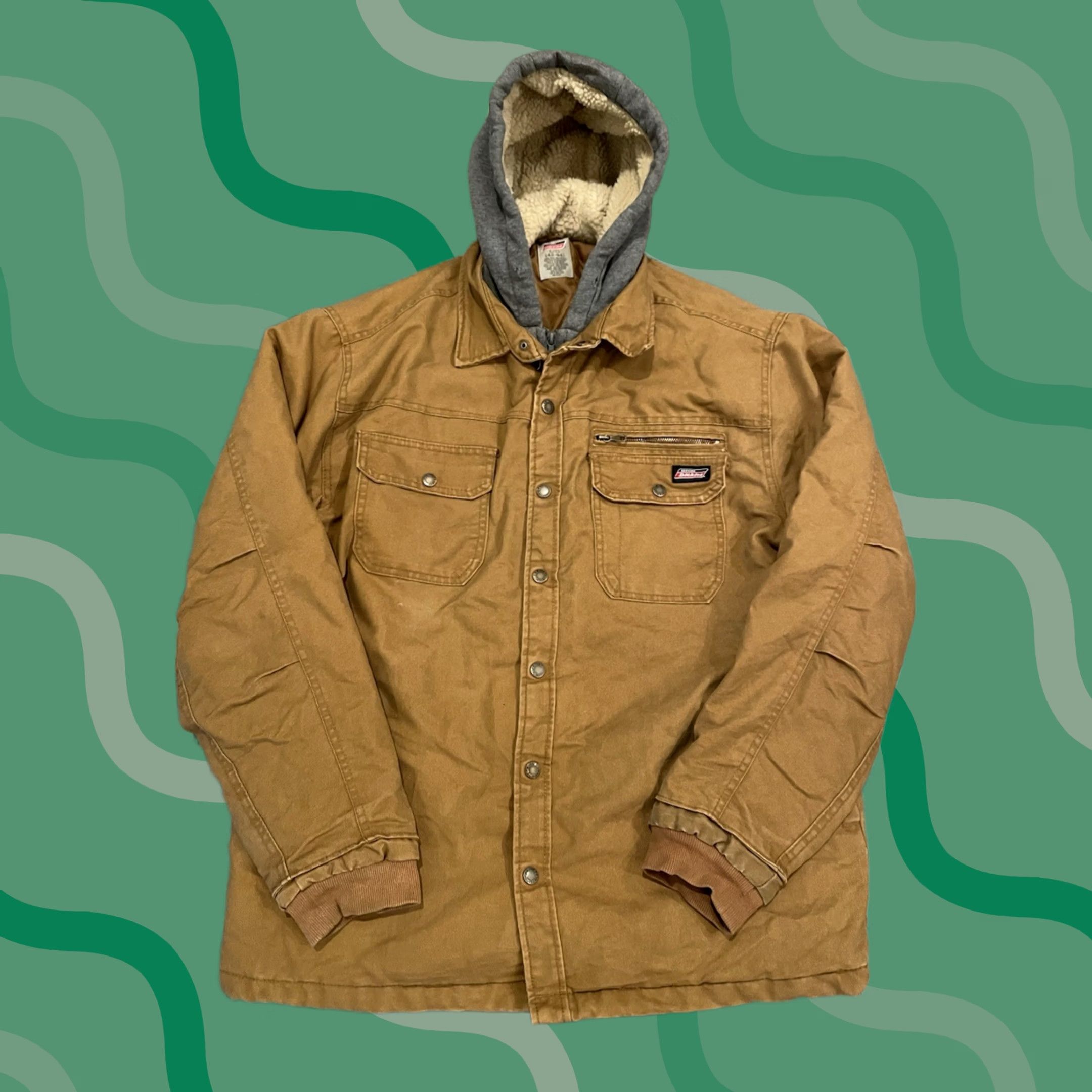Dickies Genuine Dickies Insulated Work Jacket Hoodie L Brown Quilted 90s Canvas Cotton Zip Mid-Length Men Regular Size Type Jacket Size US L / EU 52-54 / 3 - 1 Thumbnail