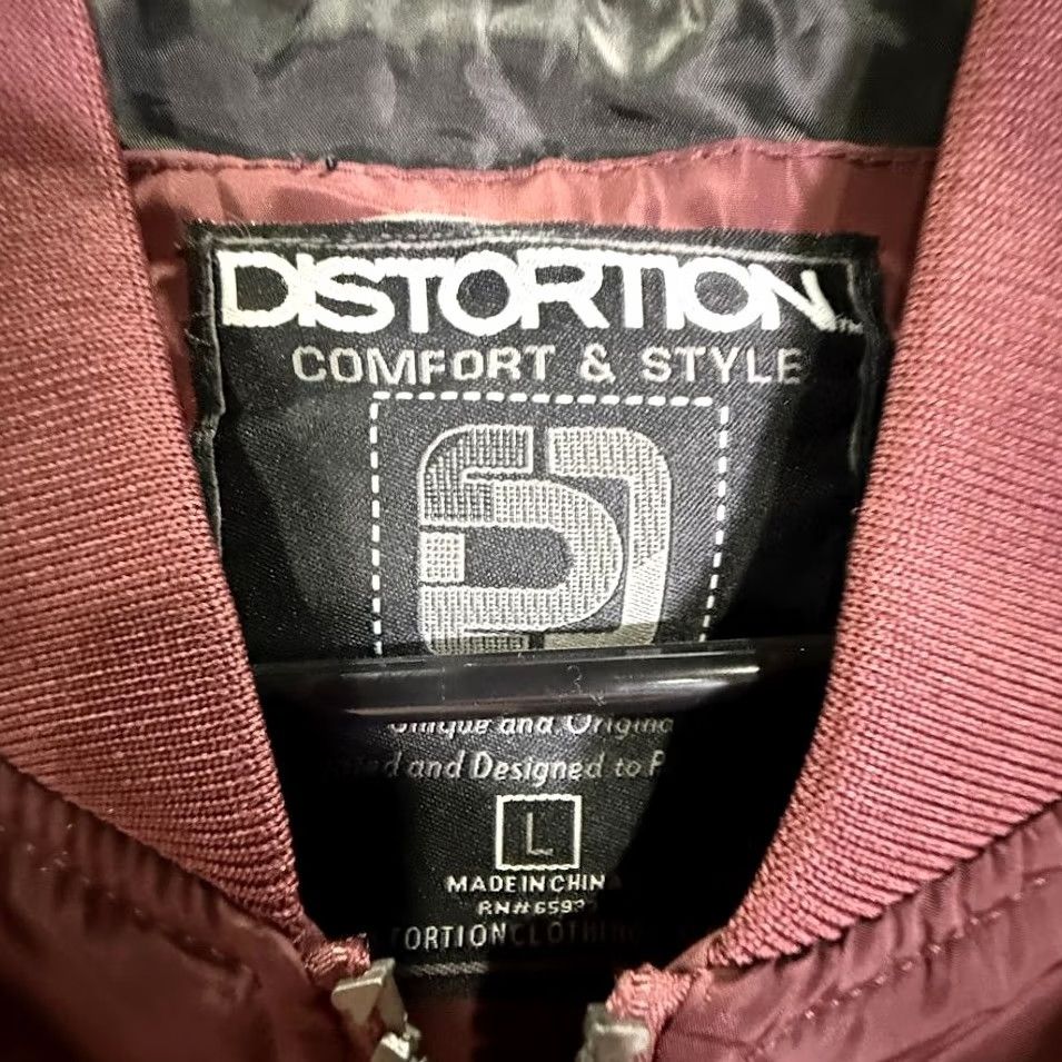Vintage Distortion Bomber Jacket Men L Maroon Zip Up Lightweight Casual Size US L / EU 52-54 / 3 - 3 Thumbnail