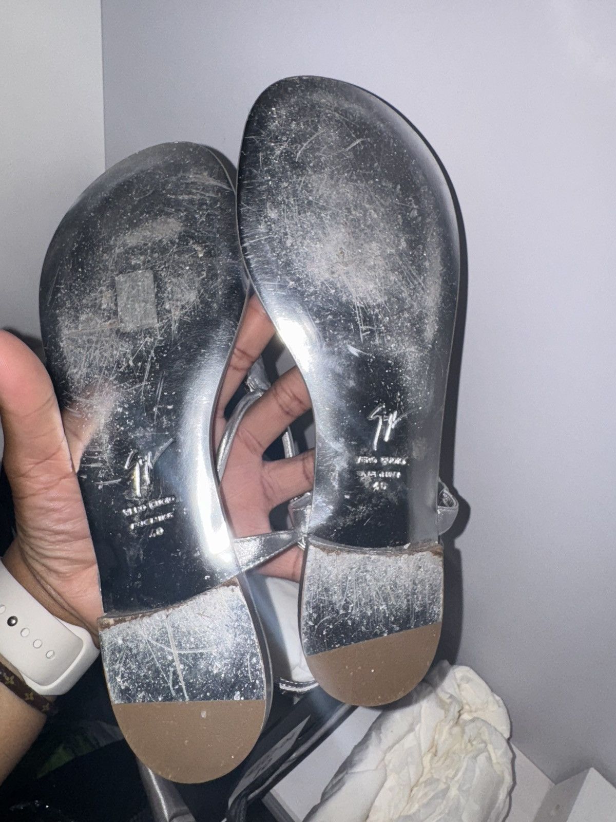 Giuseppe Zanotti Giuseppe Zanotti Silver Sandal Size US 10 / IT 40 - 3 Thumbnail