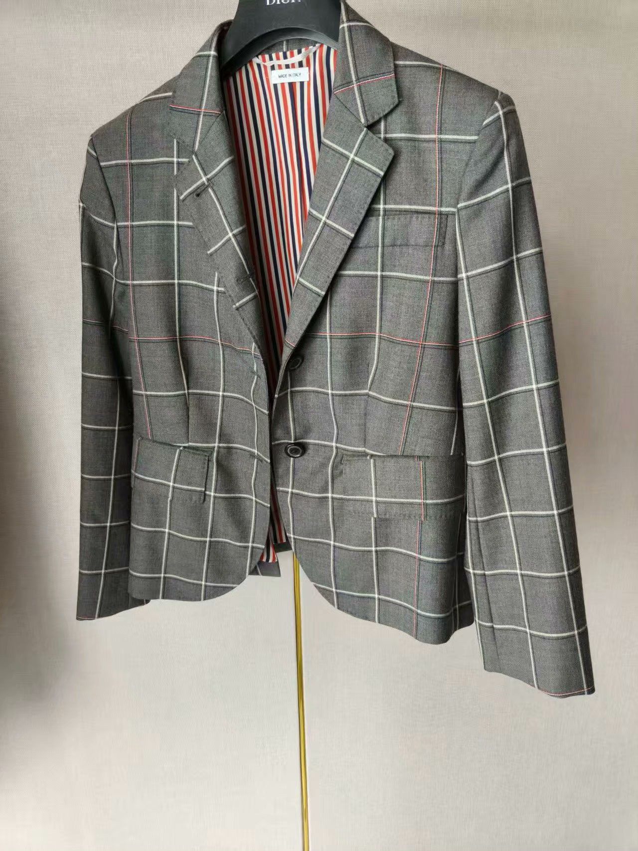 Thom Browne Gray Plaid Single Button Blazer Size US M / EU 48-50 / 2 - 1 Thumbnail