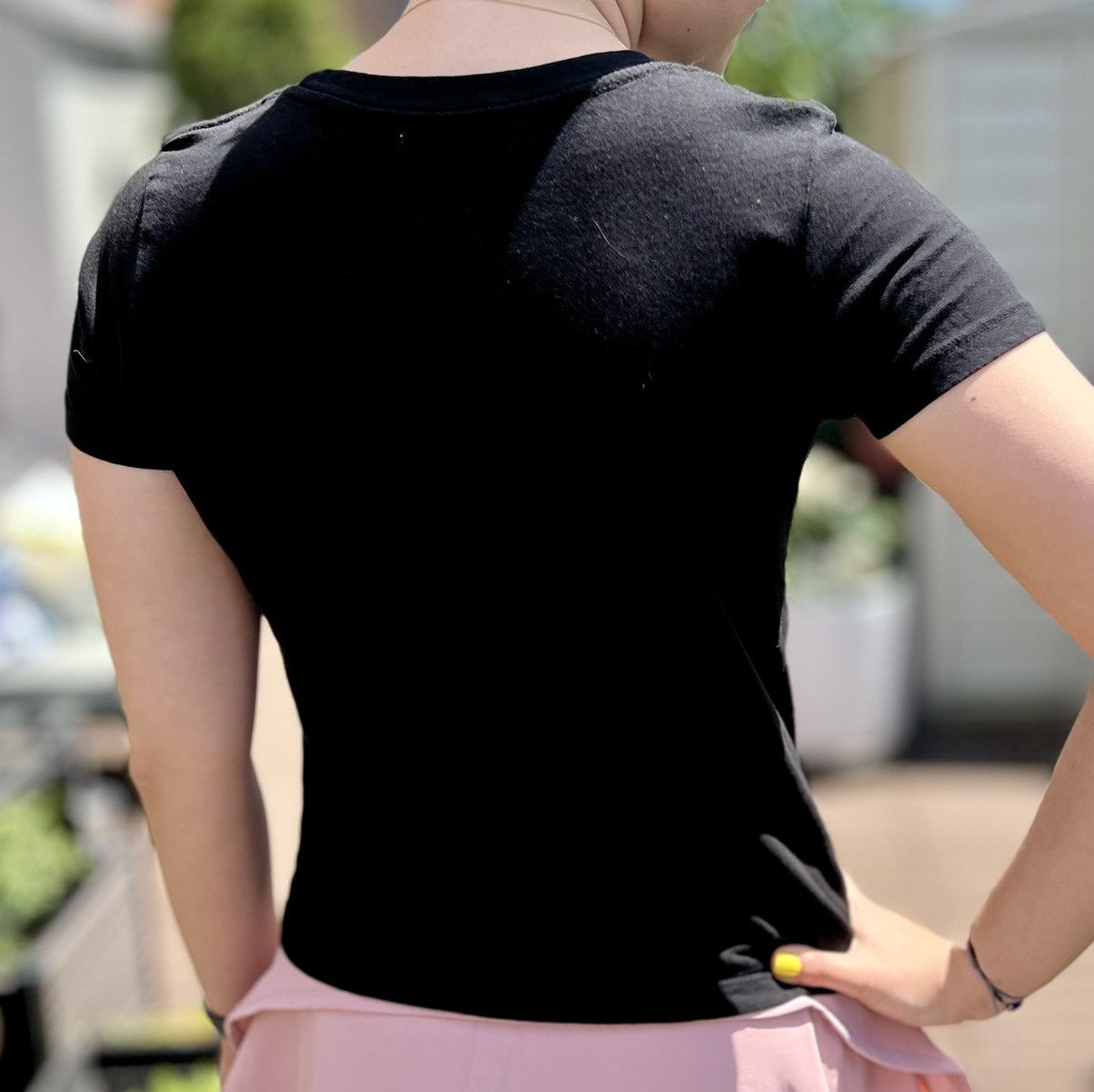 Pull & Bear Pull & Bear Women's Black Cotton Text Print Short Sleeve Size S / US 4 / IT 40 - 2 Thumbnail