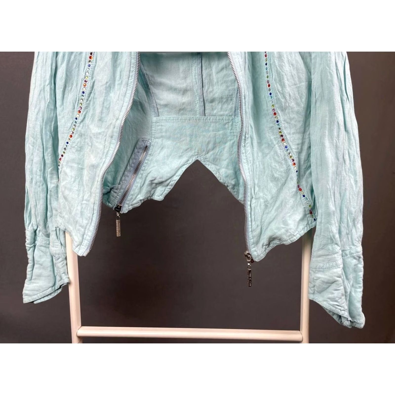 Versace Versace Jacket Womens S Blue Jeans Couture Cropped Size Viscose Long Sleeve Size S / US 4 / IT 40 - 4 Thumbnail
