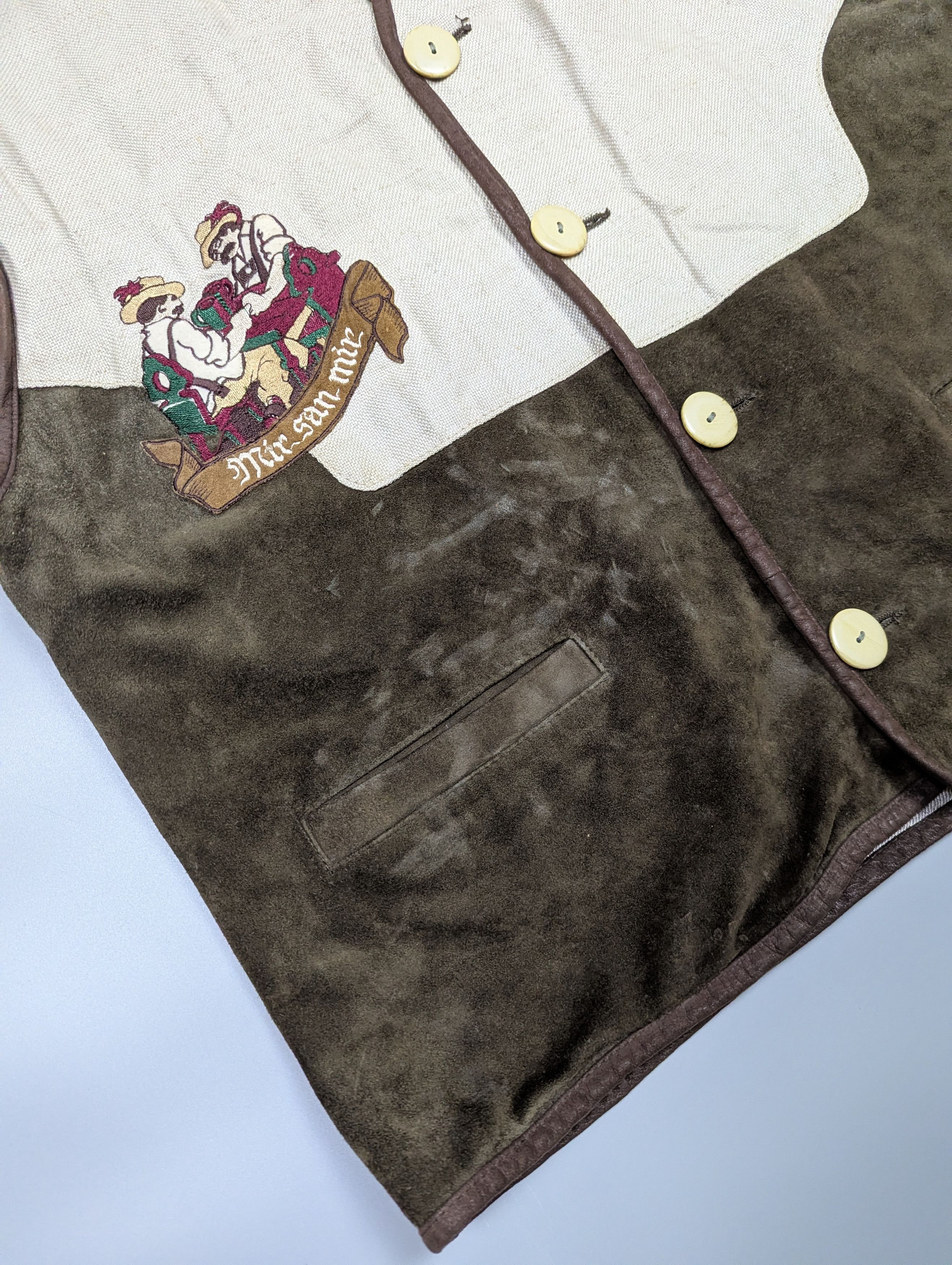 Vintage Mir San Mir Vintage Leather & Linen Folk Vest / Gilet Size US L / EU 52-54 / 3 - 14 Thumbnail