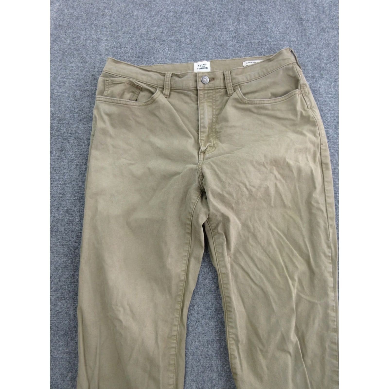 Flint And Tinder Flint and Tinder Pants Mens 33x30 Beige Straight Fit Stretch Khakis Casual Size US 33 - 3 Thumbnail