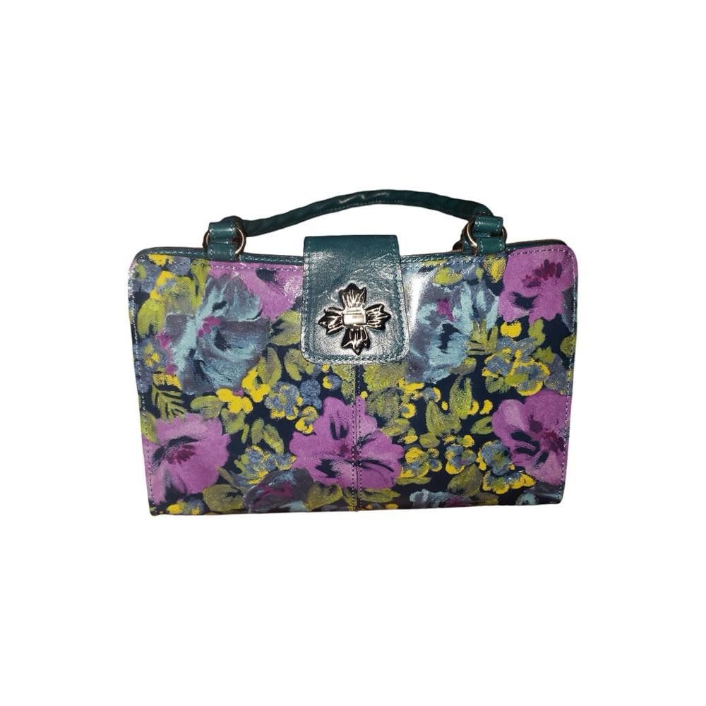 Designer Patricia Nash NWT Teal Leather Floral Bag Size ONE SIZE - 1 Thumbnail
