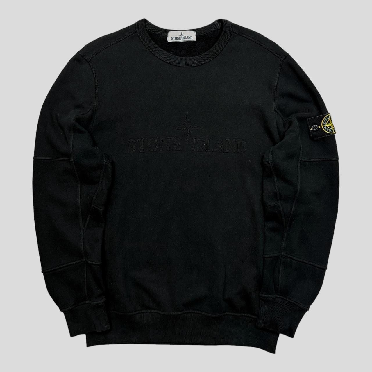 image of Stone Island Ss15 Embroidered Logo Panelled Crewneck - M/l in Black, Men's (Size Medium)