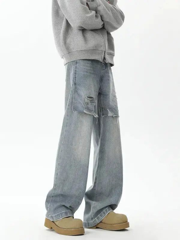 Japanese Brand Retro loose ripped patchwork jeans Size US 32 / EU 48 - 3 Thumbnail