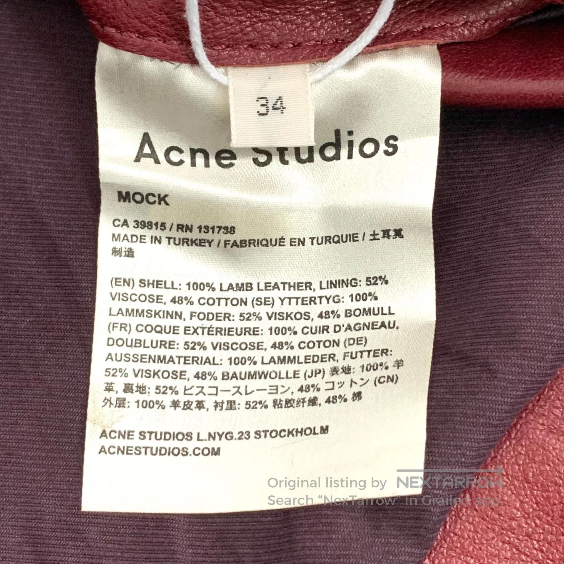Acne Studios Acne Studios Red Leather Jacket. Size XS / US 0-2 / IT 36-38 - 6 Thumbnail
