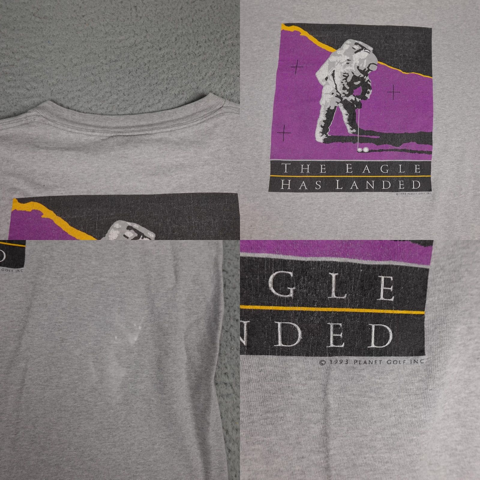 Vintage VINTAGE Planet Golf Shirt Mens XL Gray Astronaut The Eagle Has Landed 1993 Tee Size US XL / EU 56 / 4 - 9 Thumbnail