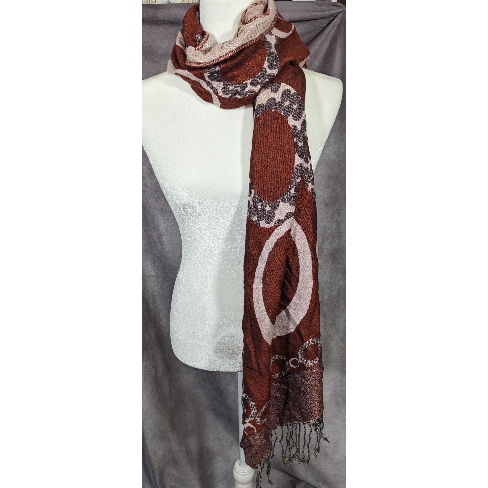 Other Pashmina Rust And Cream Bubble Print Scarf Size ONE SIZE - 14 Thumbnail