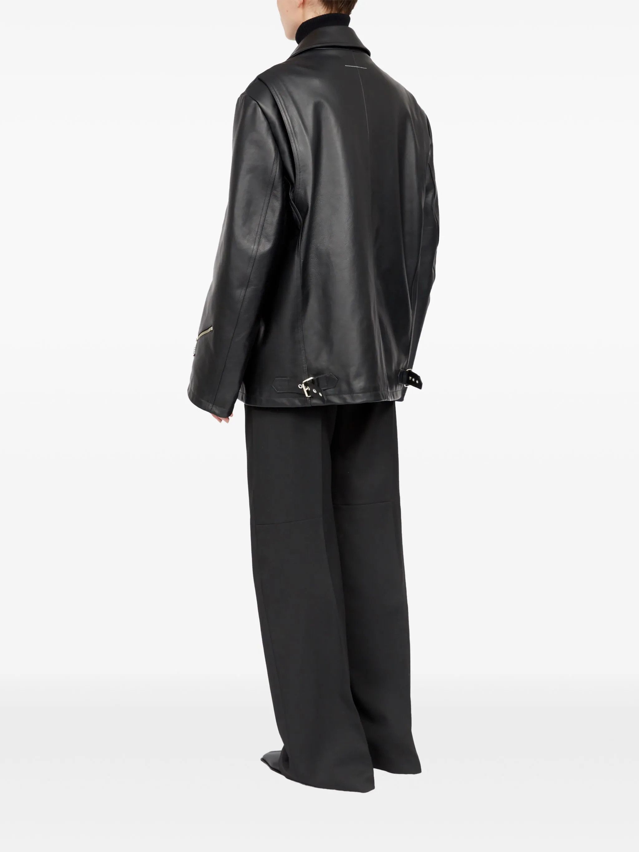 Maison Margiela oc11z0925 Zip-detailing Leather Jacket in Black Size XS / US 0-2 / IT 36-38 - 5 Thumbnail