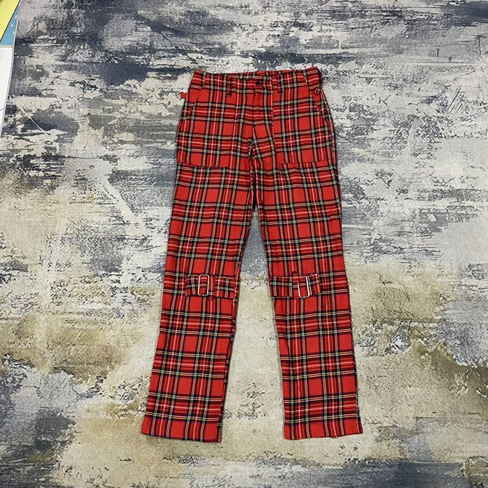 Vintage Bondage Punk red tartan pant with strap