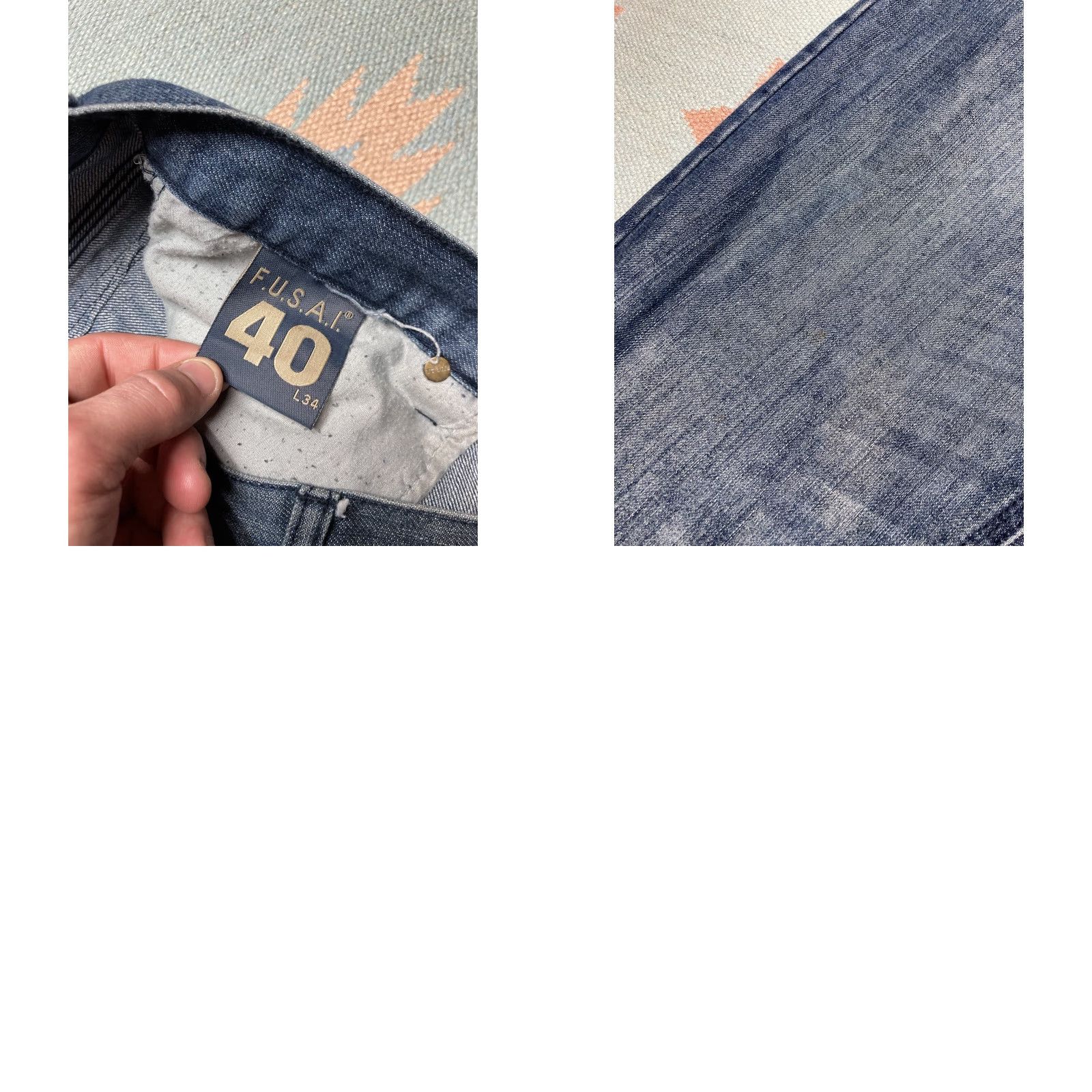 Vintage VINTAGE Jeans Men 40x33 Embroidered Wide-Leg Grunge Baggy Skater Y2K Blue Fusai 40x33 Size US 40 / EU 56 - 8 Thumbnail