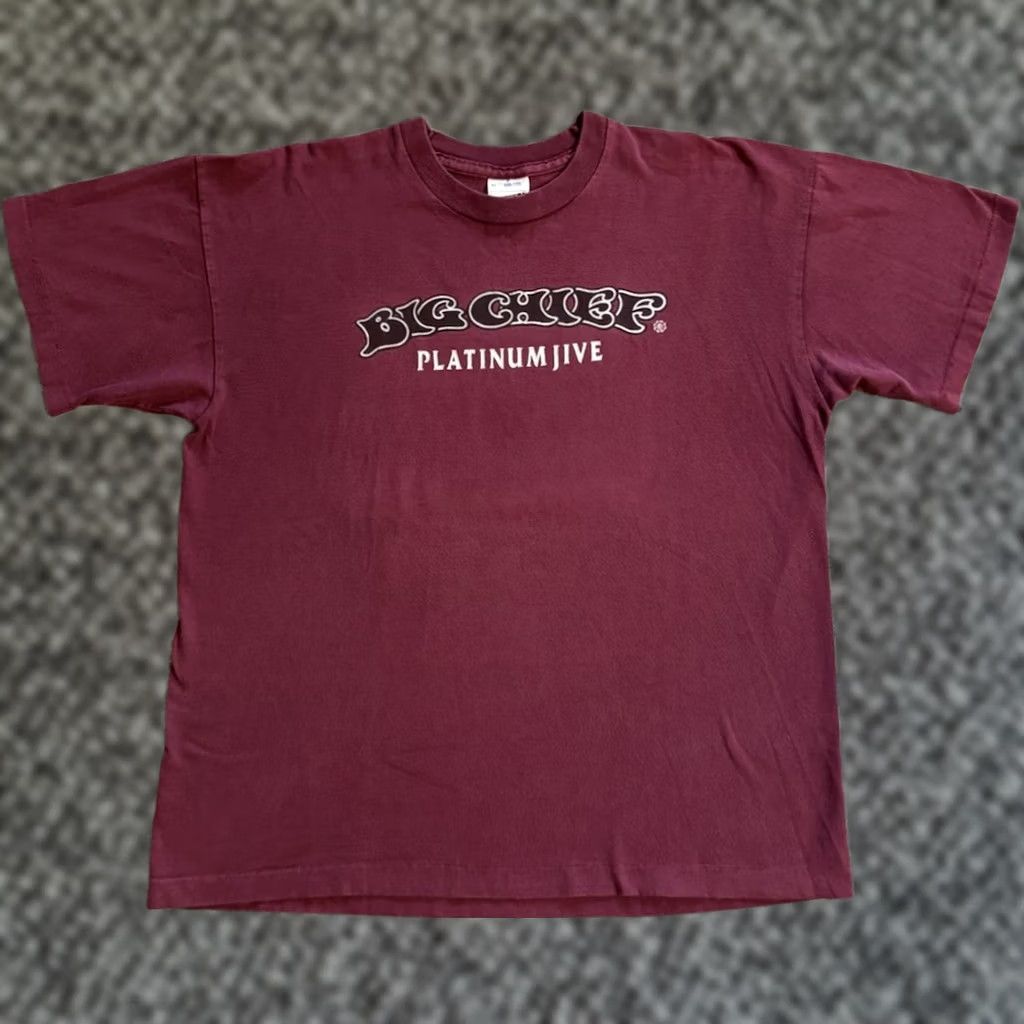Vintage VINTAGE 1995 Screen Stars Big Chief Platinum Jive T Shirt XL Maroon Sup Pop Records Laughing Hyenas 90s Mens Size US XL / EU 56 / 4 - 1 Thumbnail