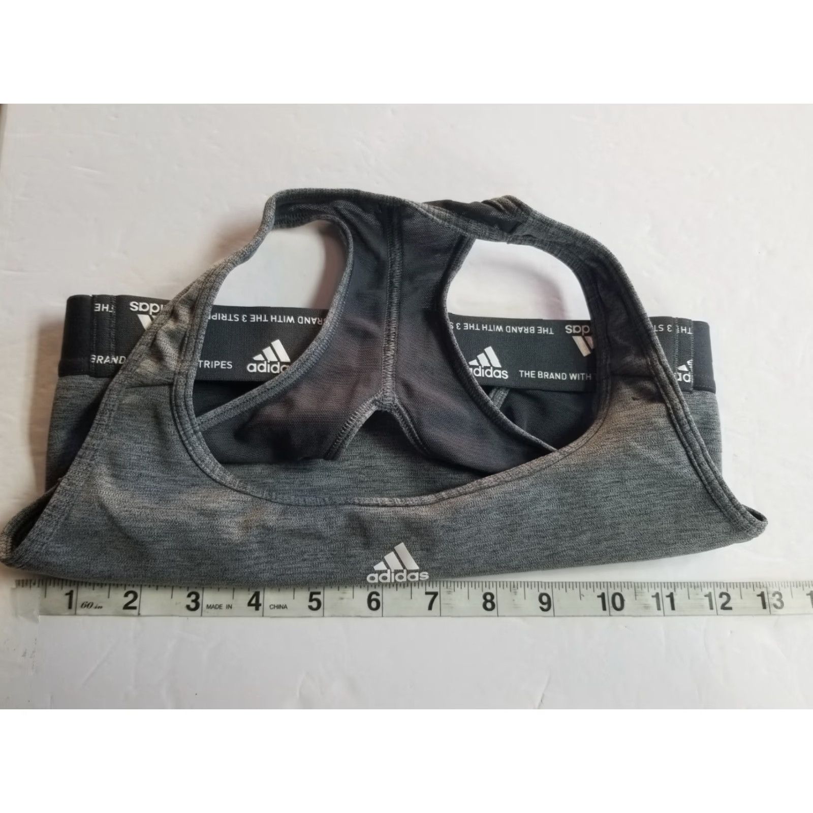 Adidas Adidas Women's Bra Shirt Athletic Sports Bra S Gray Medium Support Compression Breathable Lightweight Sports Logo Gym Training Size ONE SIZE - 3 Thumbnail