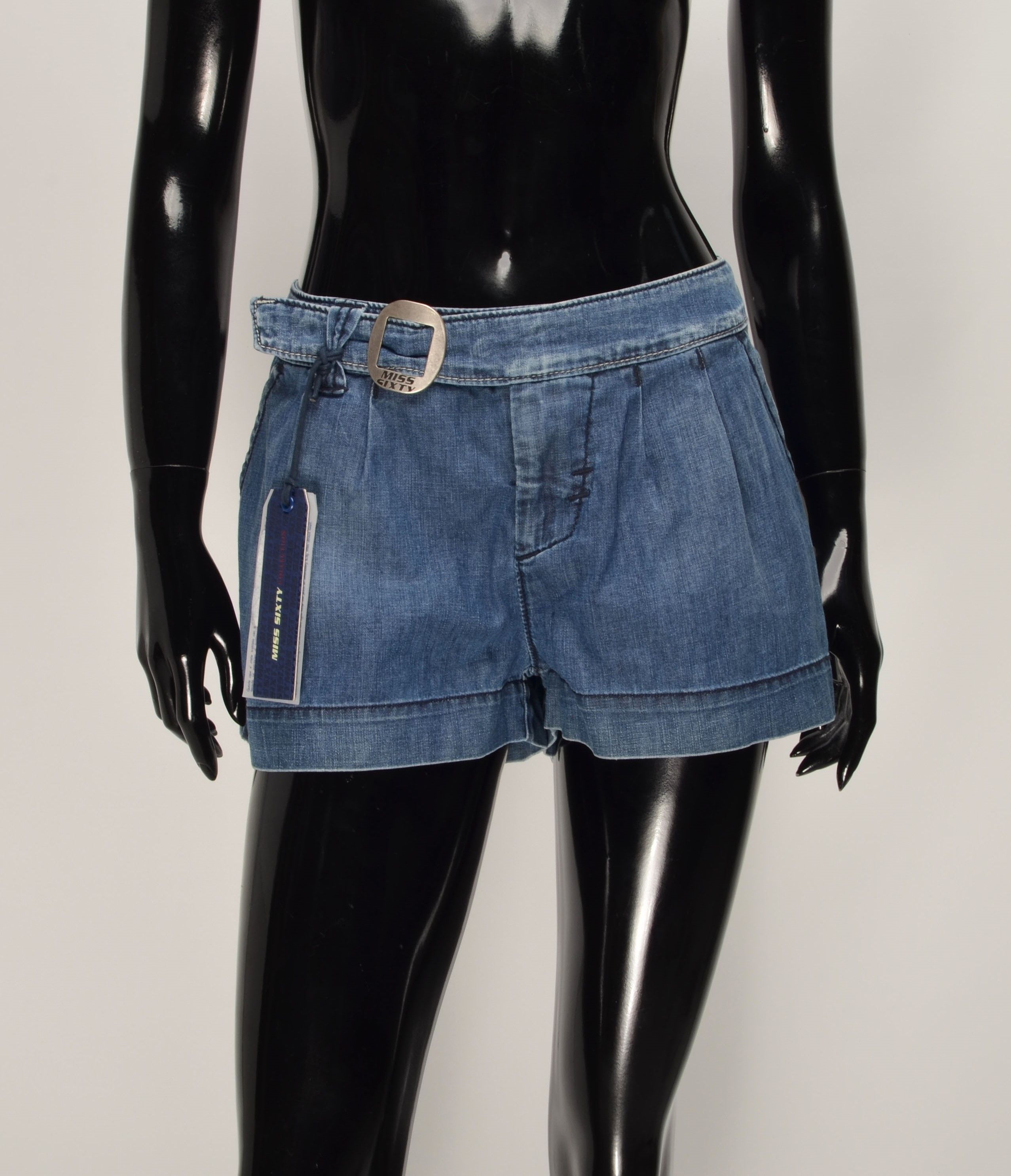 Designer × Miss Sixty Miss Sixty Y2K Coquette Blue Denim Ducky Hot Pants Shorts Size 29" - 1 Thumbnail