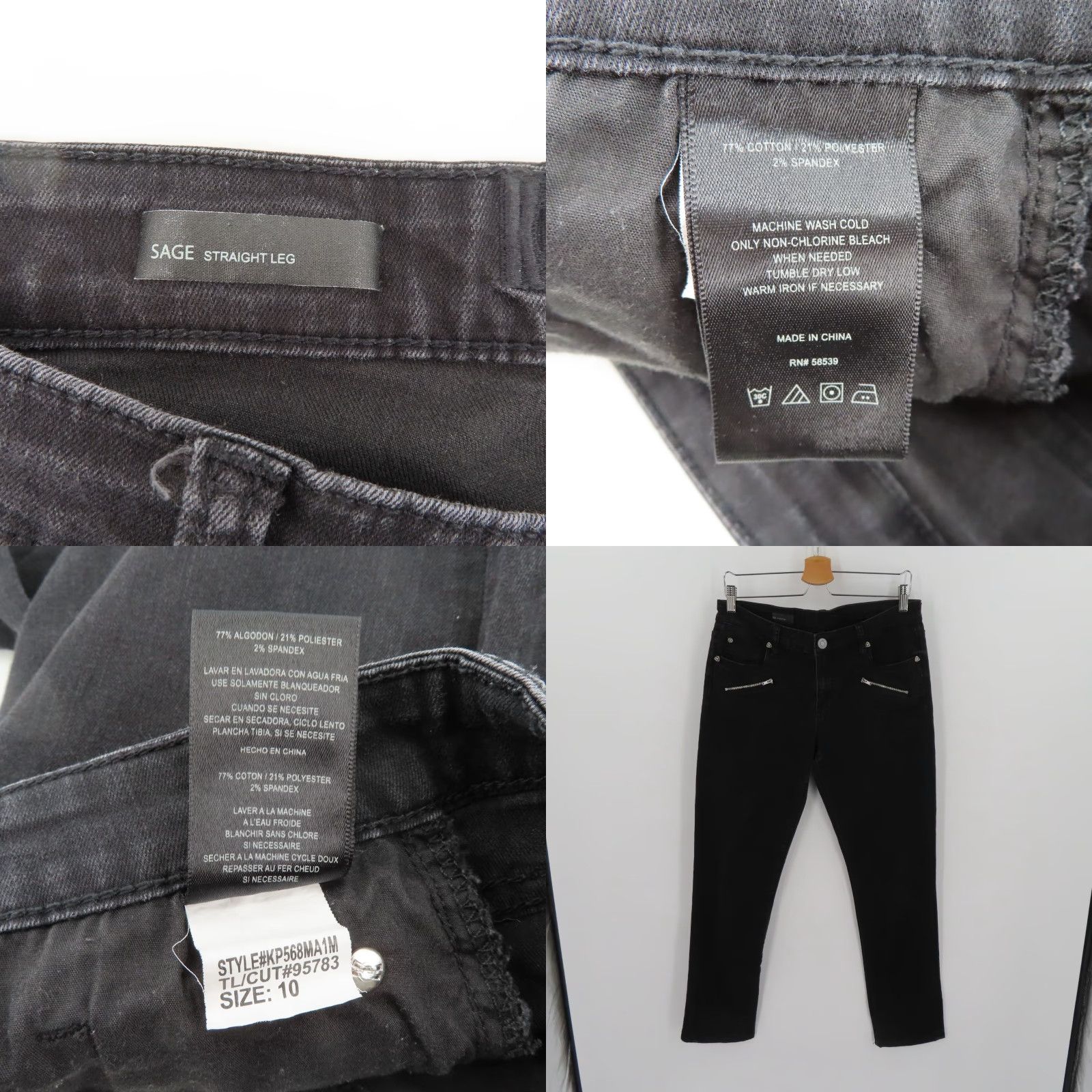 Vintage Kut from the Kloth Women Jeans 10 Sage Straight Leg Zipper Pocket Black Denim Slacks Size 32" / US 10 / IT 46 - 8 Thumbnail