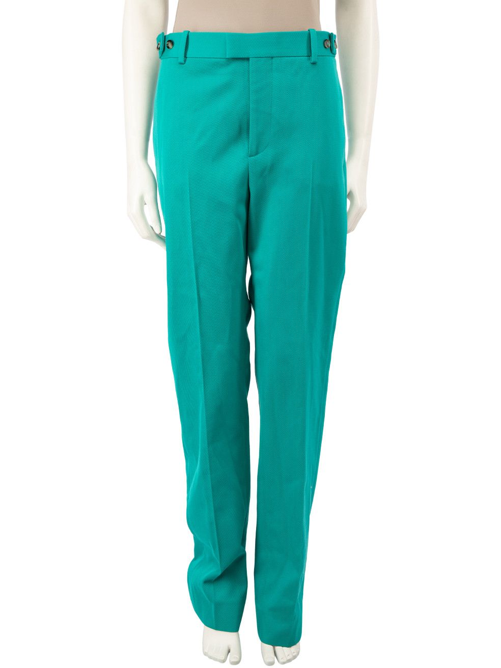 image of Bottega Veneta Turquoise Straight Leg Trousers, Women's (Size 25)