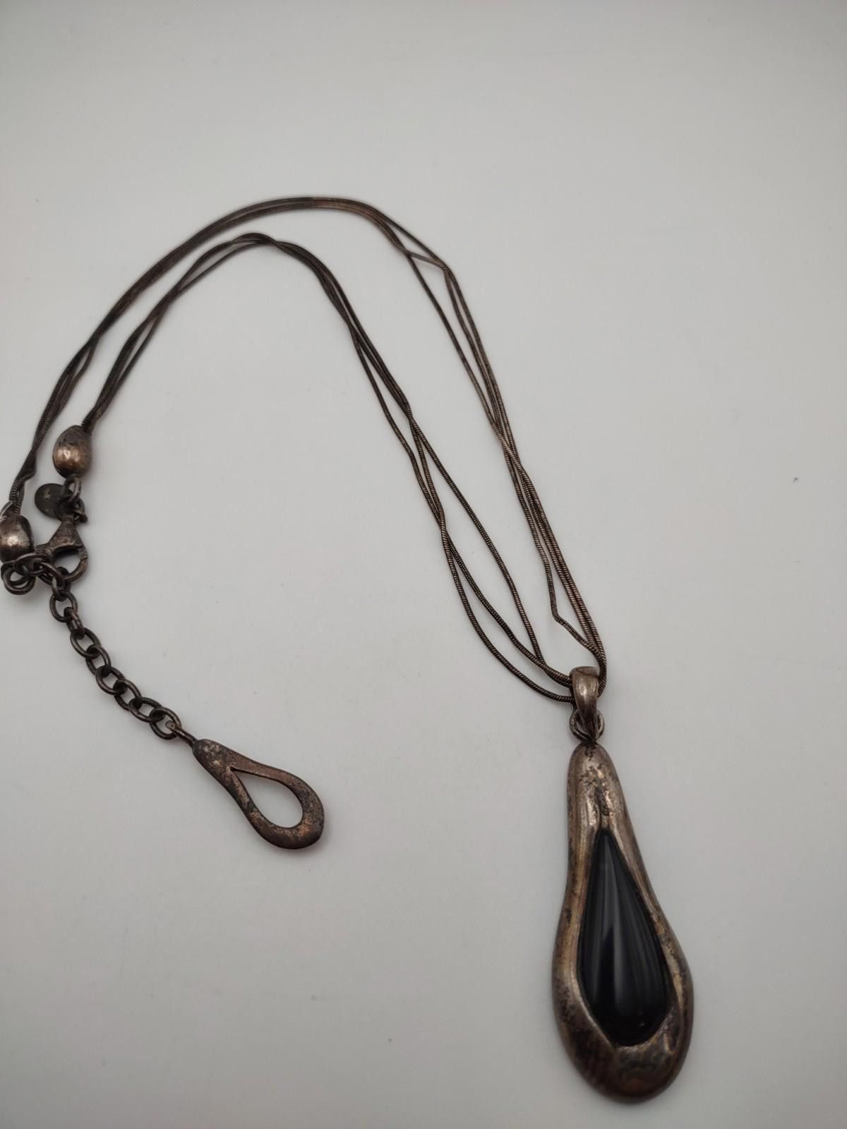 Neil Barrett Barse Sterling Silver Black Onyx Triple Snake Chain Necklace Size ONE SIZE - 2 Thumbnail
