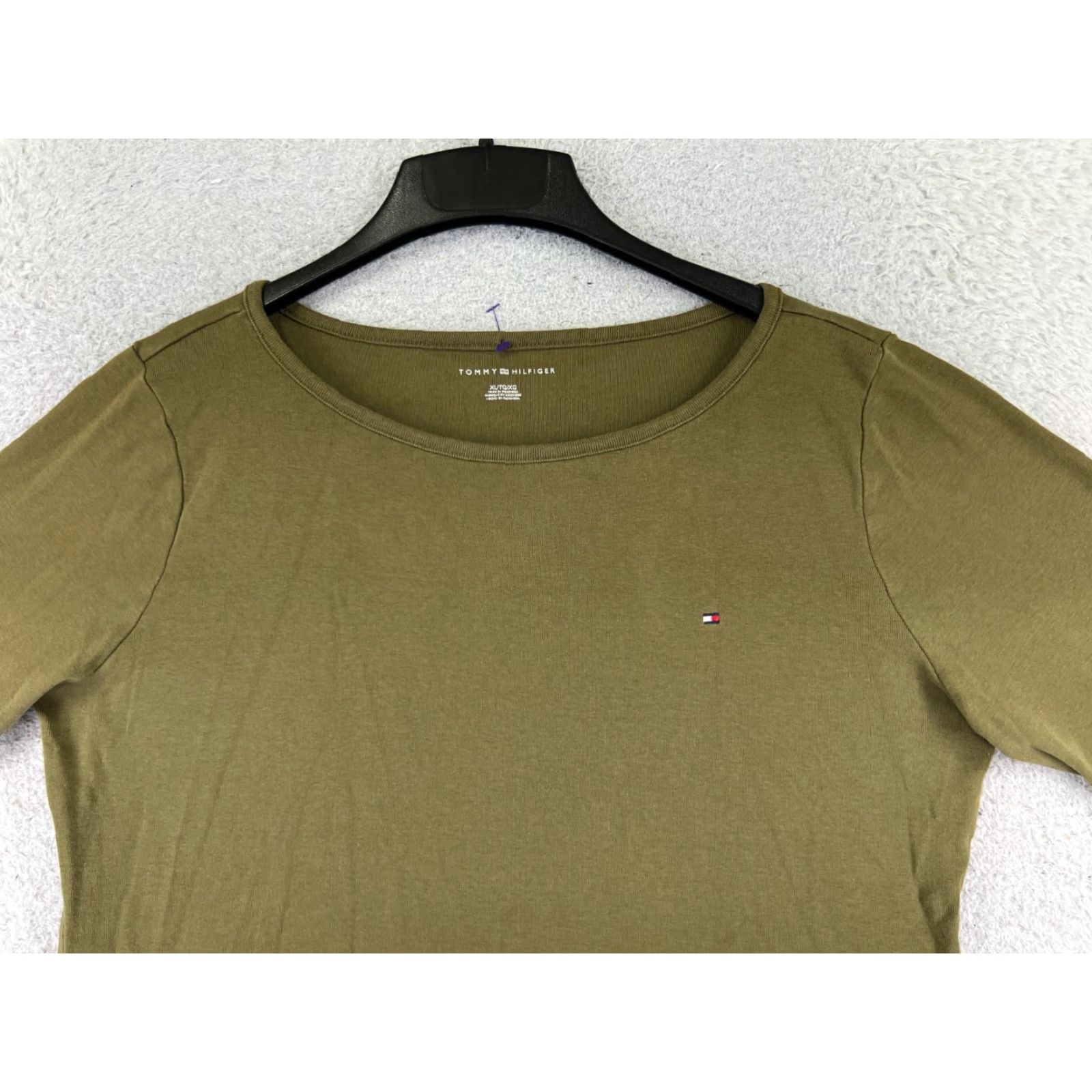 Tommy Hilfiger Tommy Hilfiger Women's XL Green Striped Logo Cotton Short Sleeve T-Shirt Casual 90s Vintage Size XL / US 12-14 / IT 48-50 - 4 Thumbnail