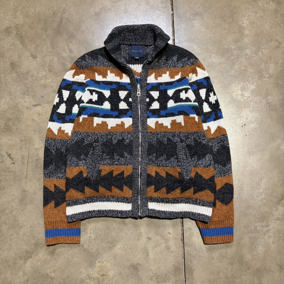 American Eagle Outfitters Vintage American Eagle Sweater Cardigan Zip Western Cowichan Size US M / EU 48-50 / 2 - 1 Thumbnail