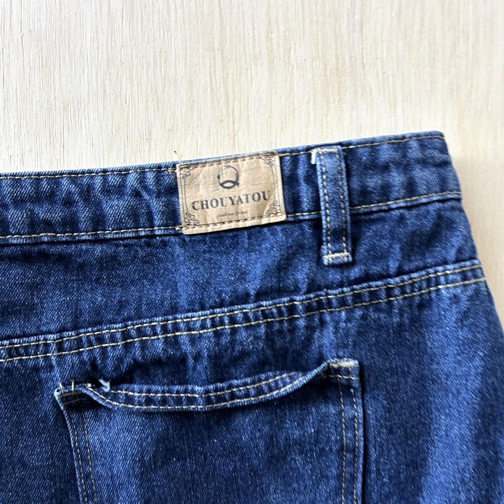 Denime Vintage 90s Chouyatou Skirt Womens XL Blue Denim Mini Elastic Waist Stretch Size 40" / US 18 - 3 Thumbnail