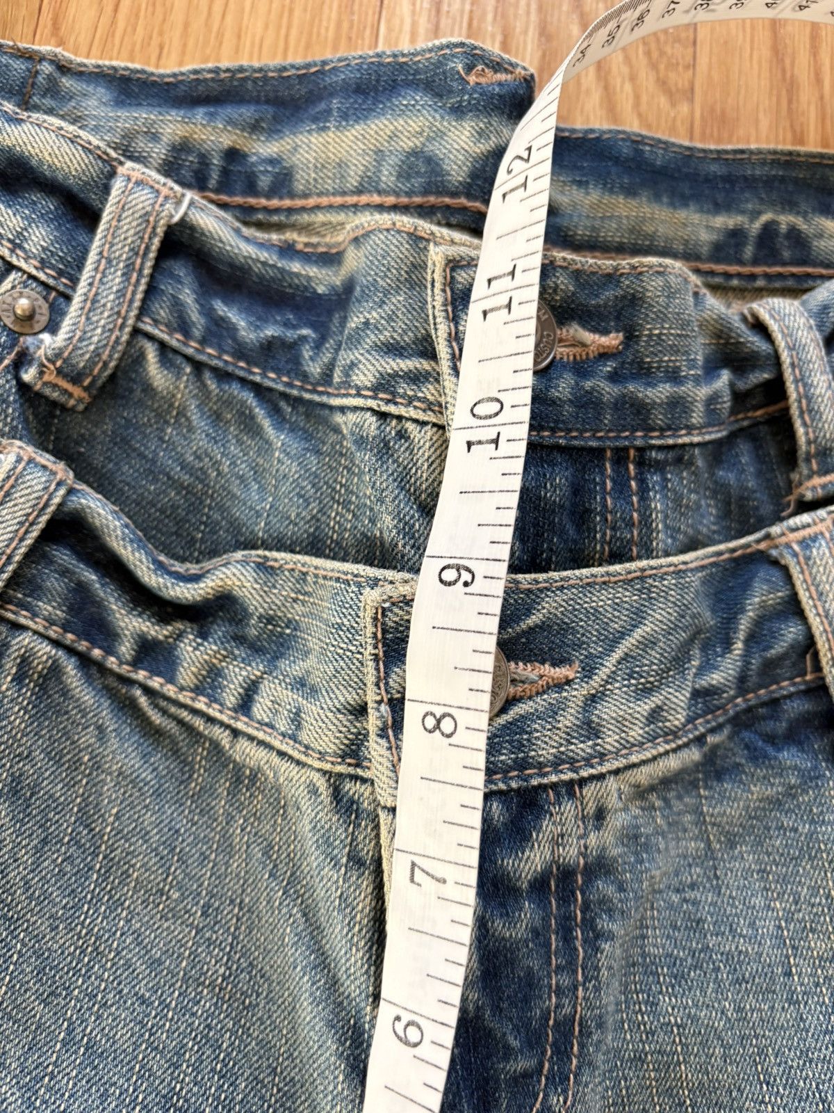 PPFM PPFM Double Waist Distressed Jeans Faded Denim XL 36x32 Size US 36 / EU 52 - 19 Thumbnail