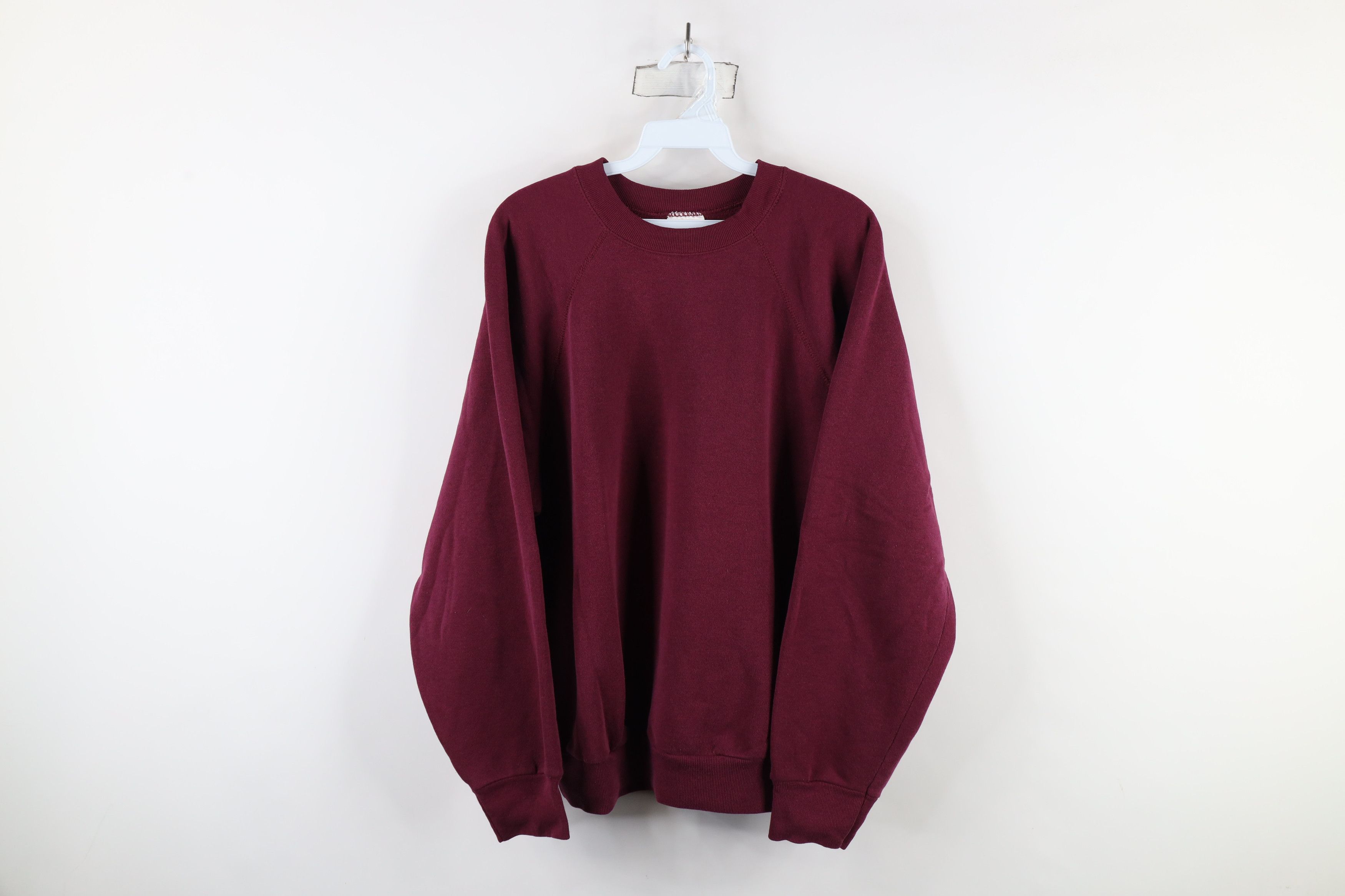 Vintage Vintage 90s Streetwear Blank Crewneck Sweatshirt Maroon USA Size XL / US 12-14 / IT 48-50 - 1 Thumbnail