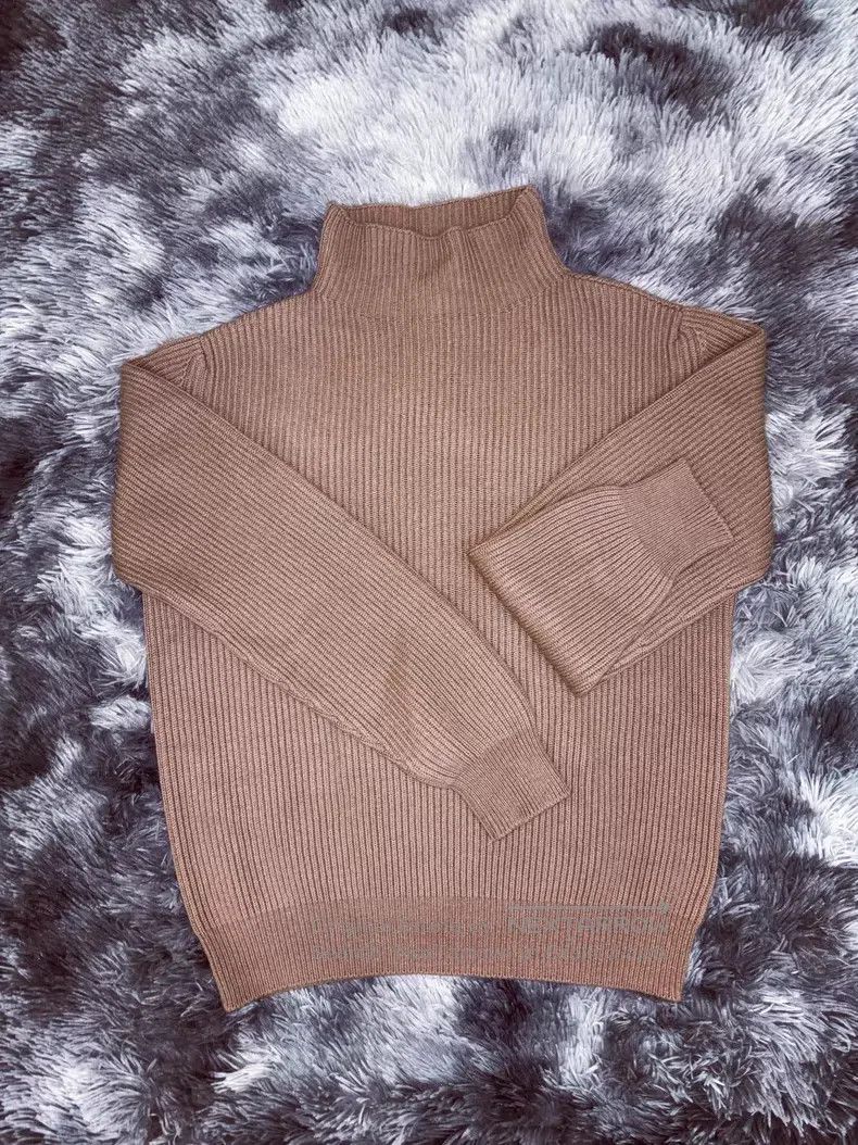 Loro Piana Loro Piana Khaki Baby Cashmere High Neck Knit Top Size US M / EU 48-50 / 2 - 1 Thumbnail