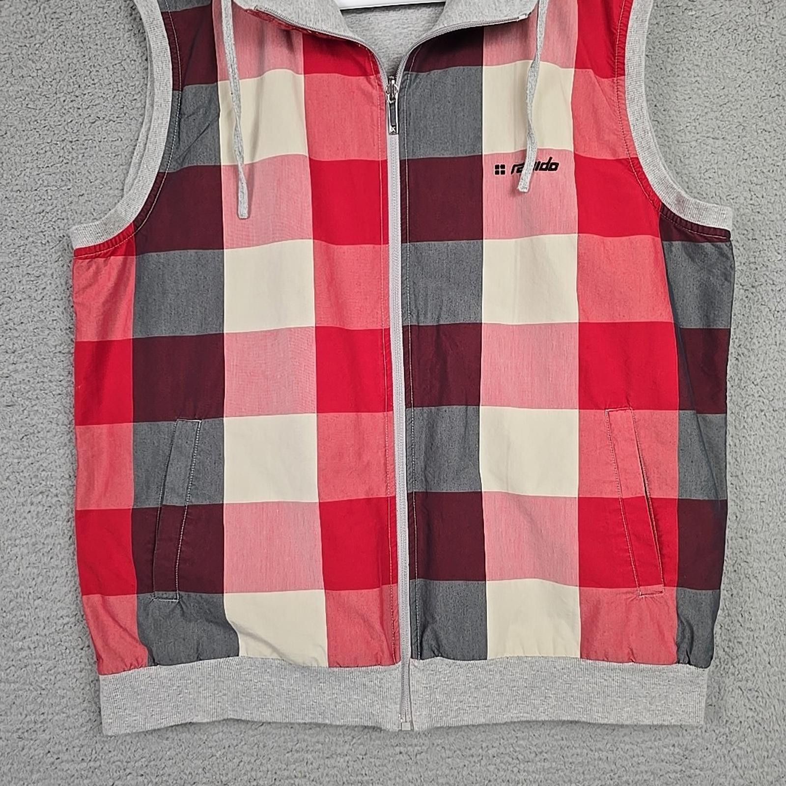Other Rapido Full Zip Reversible Sz L Red Plaid/Gray Hooded Vest Size US L / EU 52-54 / 3 - 3 Thumbnail