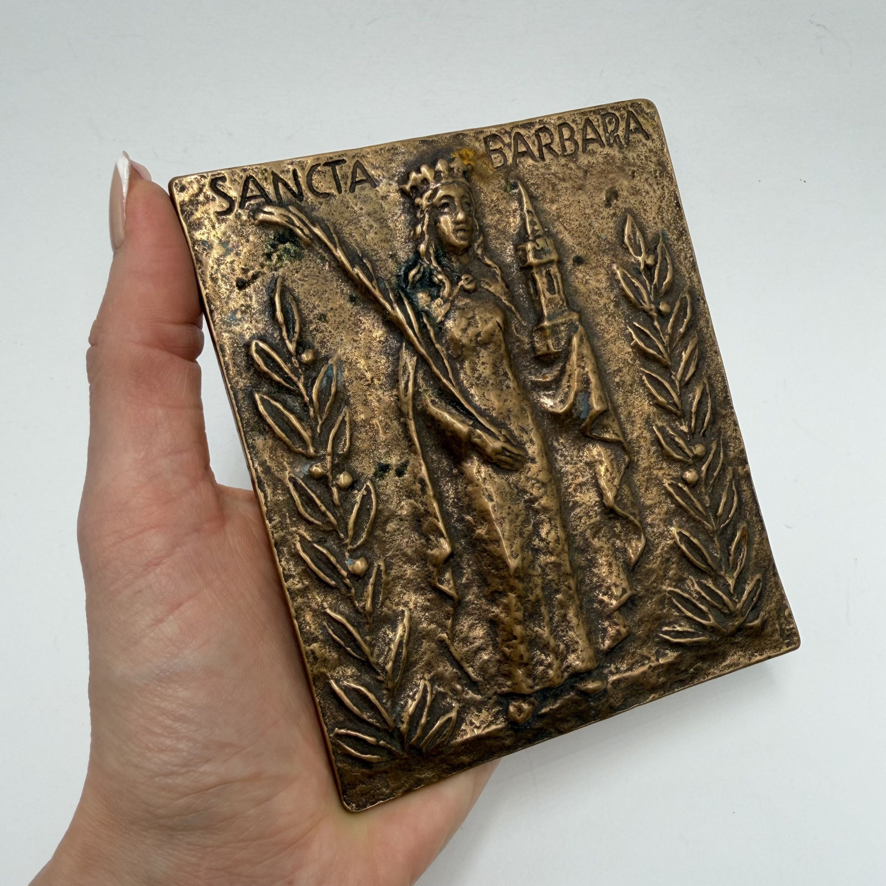 Vintage Vintage Bronze Plaque Sancta Barbara Christian Wall Hang Size ONE SIZE - 9 Thumbnail