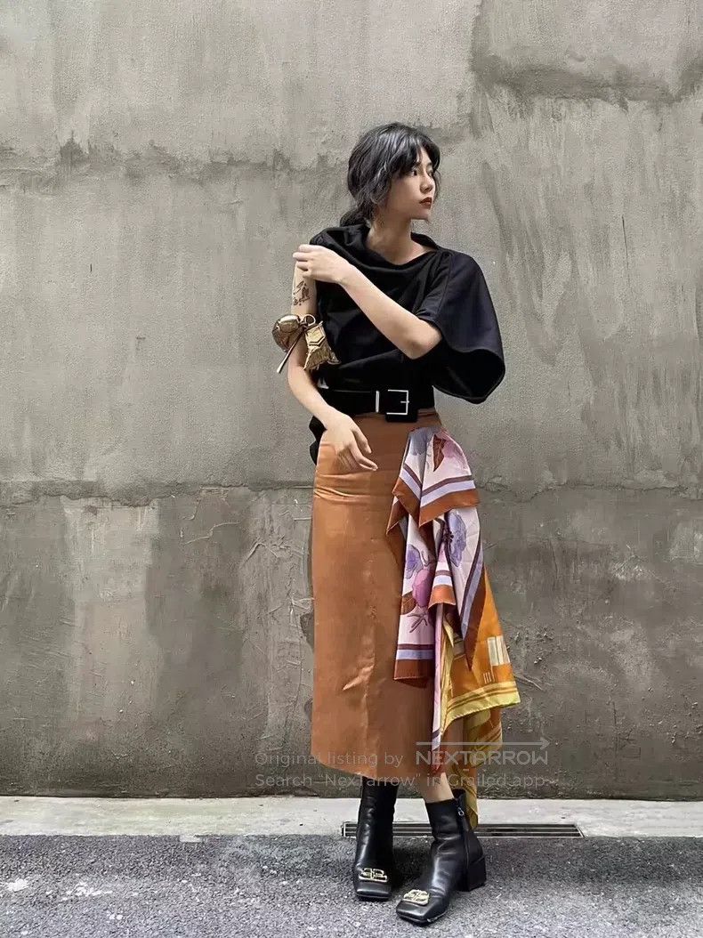 Dries Van Noten Silk Scarf Midi Skirt