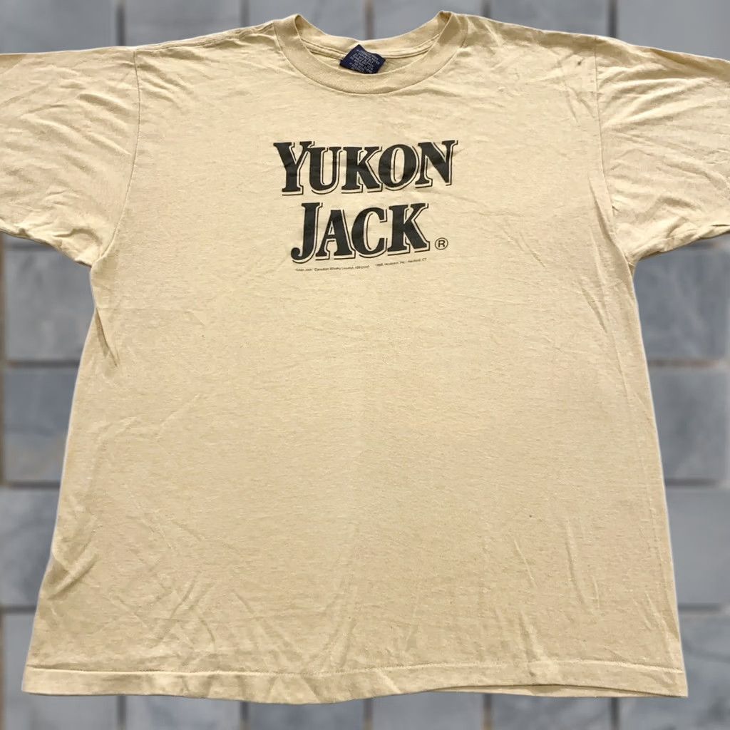 Vintage VINTAGE Yukon Jack WHISKEY T-Shirt M Brown 80s 90s Men Short Sleeve Crew Neck Cotton Polyester Regular Fit Mens XS? Size US M / EU 48-50 / 2 - 1 Thumbnail