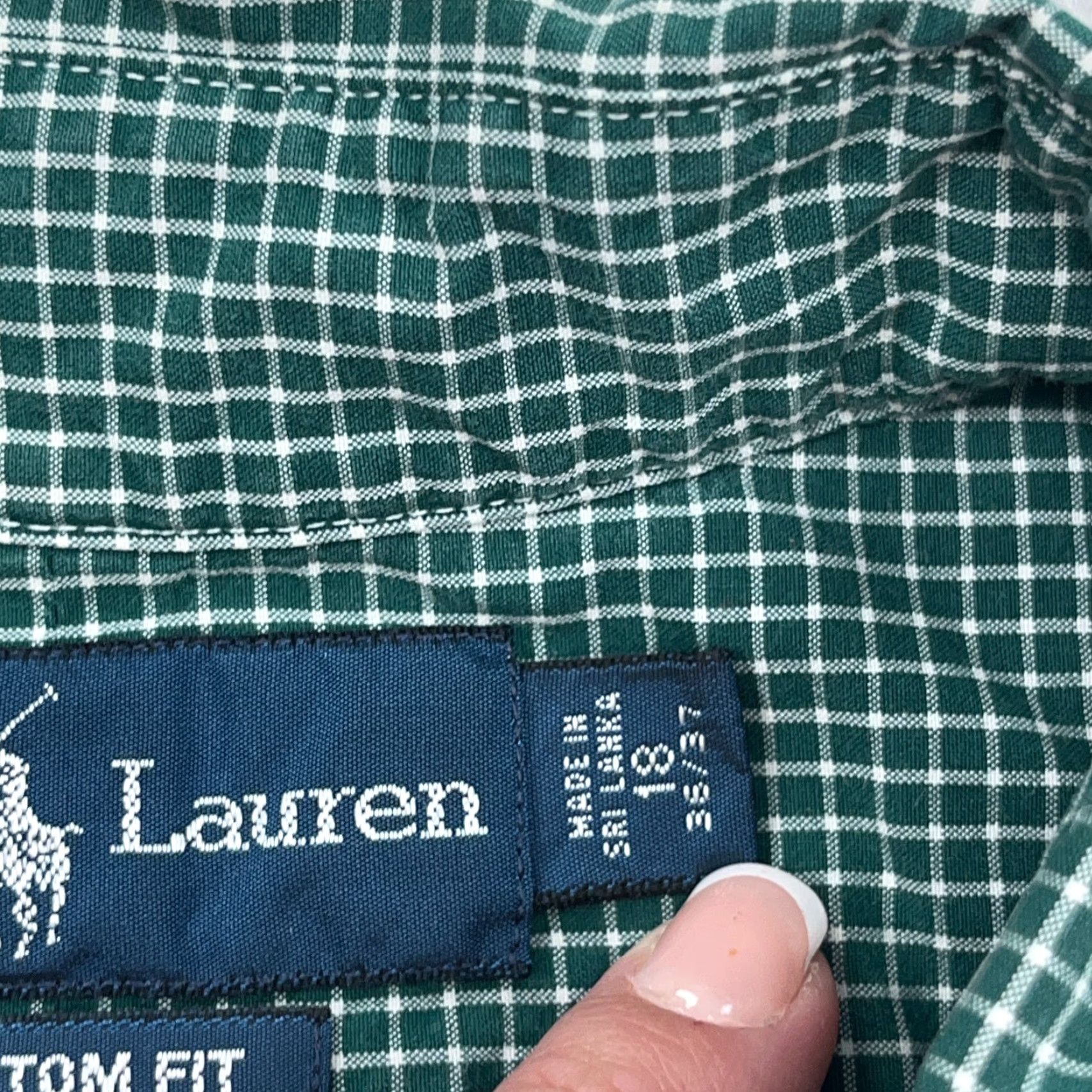 Ralph Lauren Ralph Lauren Shirt Men 18 36 Green Check Button Up Custom Fit Dress Poplin Grid Size 48R - 6 Thumbnail