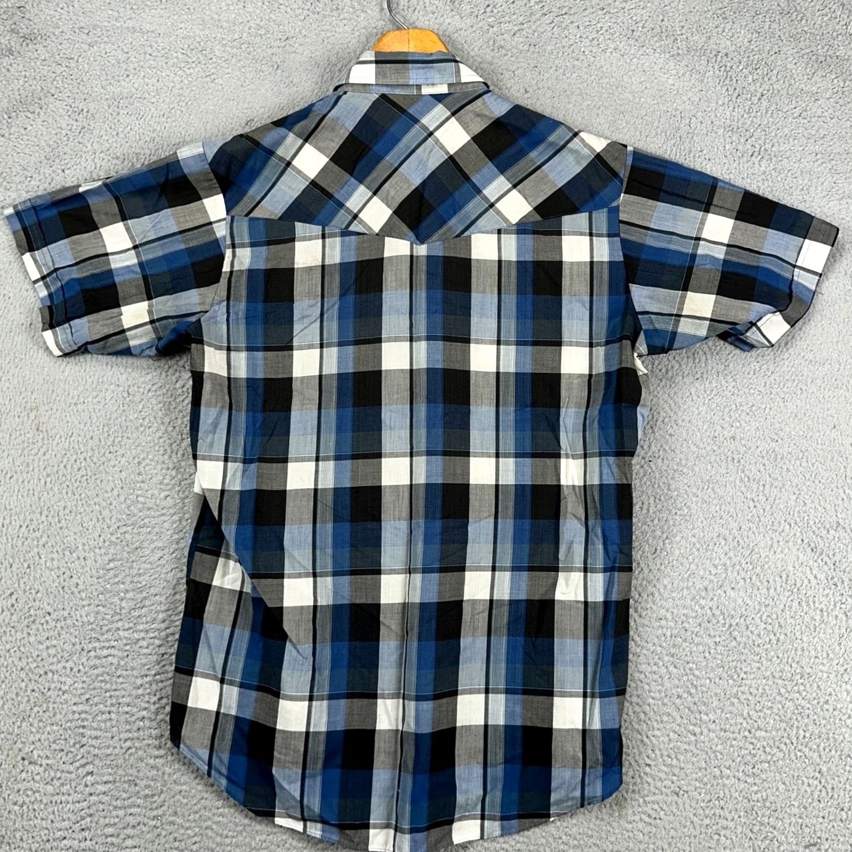 Vintage Ely Cattleman Adult Men Large Blue Grey Plaid Western Shirt Pearl Snap Button Up Size US L / EU 52-54 / 3 - 3 Thumbnail