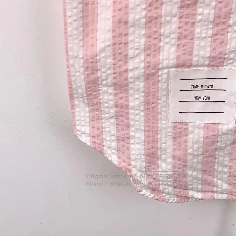Thom Browne Thom Browne Pink Striped Cotton Short Sleeve Shirt . Size S / US 4 / IT 40 - 4 Thumbnail