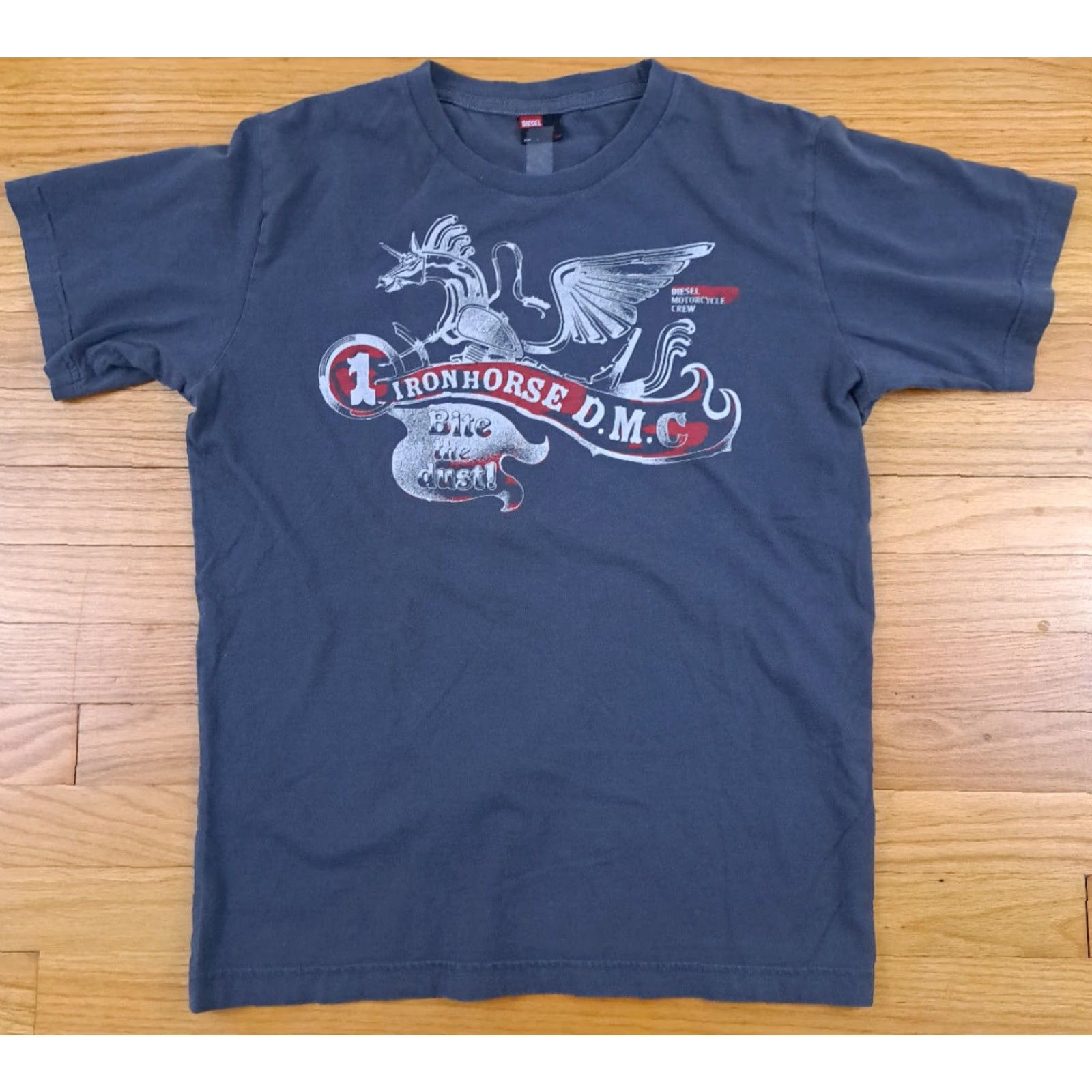 Diesel VINTAGE Diesel Motorcycle T-Shirt M Mens Short Sleeve Light Black 90s Iron Horse Diesel Motorcycle Club 22in pit to pit 26in long Size US M / EU 48-50 / 2 - 2 Thumbnail